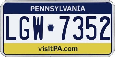 PA license plate LGW7352