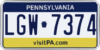 PA license plate LGW7374