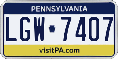 PA license plate LGW7407