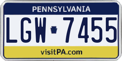 PA license plate LGW7455