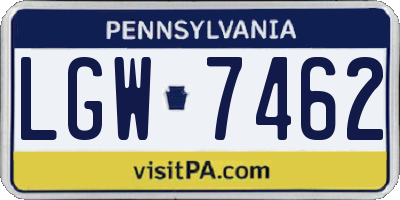 PA license plate LGW7462