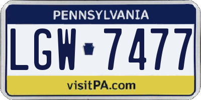 PA license plate LGW7477
