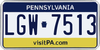 PA license plate LGW7513