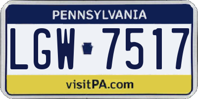 PA license plate LGW7517