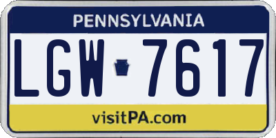 PA license plate LGW7617