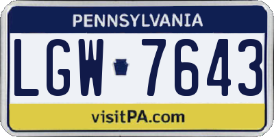 PA license plate LGW7643