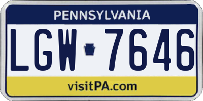 PA license plate LGW7646
