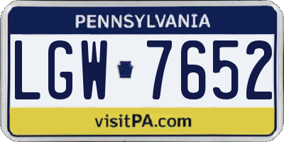 PA license plate LGW7652