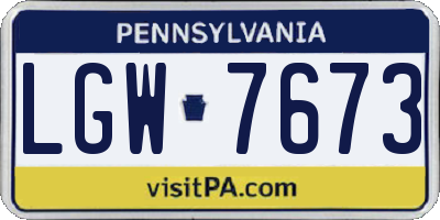 PA license plate LGW7673