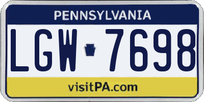 PA license plate LGW7698