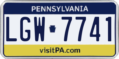 PA license plate LGW7741