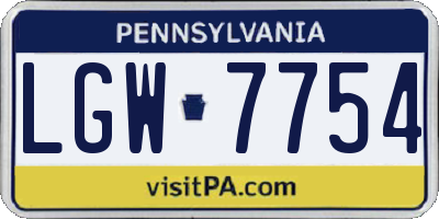 PA license plate LGW7754