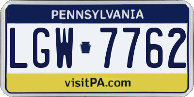 PA license plate LGW7762