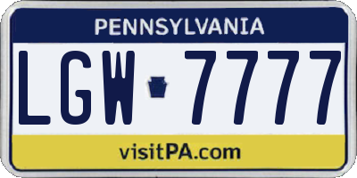 PA license plate LGW7777