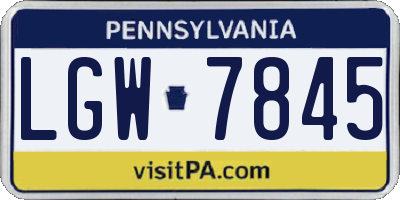 PA license plate LGW7845