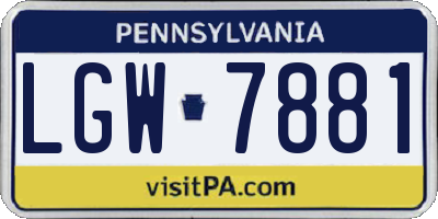 PA license plate LGW7881