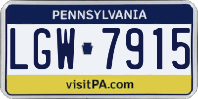 PA license plate LGW7915