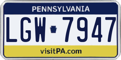 PA license plate LGW7947