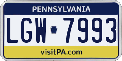 PA license plate LGW7993