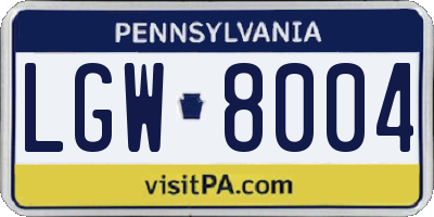 PA license plate LGW8004