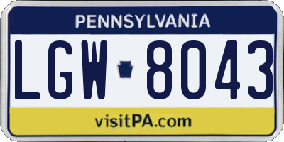 PA license plate LGW8043