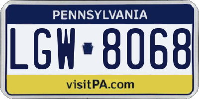PA license plate LGW8068