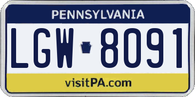 PA license plate LGW8091