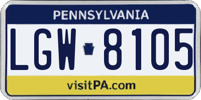 PA license plate LGW8105