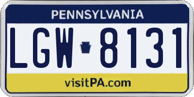 PA license plate LGW8131