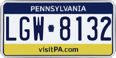 PA license plate LGW8132