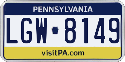 PA license plate LGW8149
