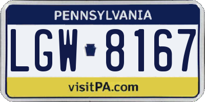 PA license plate LGW8167