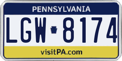 PA license plate LGW8174
