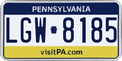 PA license plate LGW8185