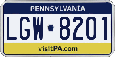 PA license plate LGW8201