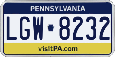 PA license plate LGW8232
