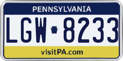 PA license plate LGW8233