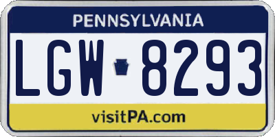 PA license plate LGW8293