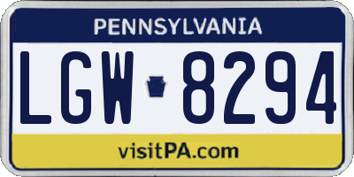 PA license plate LGW8294