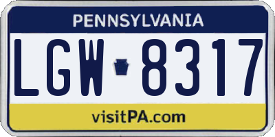 PA license plate LGW8317