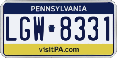 PA license plate LGW8331