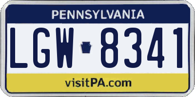 PA license plate LGW8341
