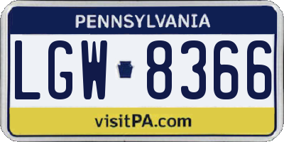 PA license plate LGW8366