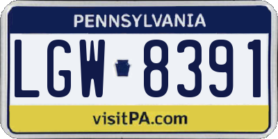 PA license plate LGW8391