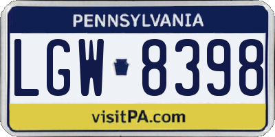 PA license plate LGW8398