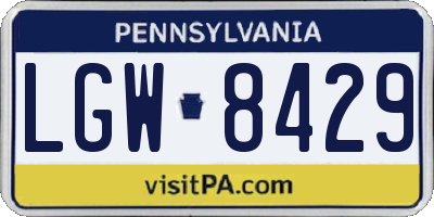 PA license plate LGW8429