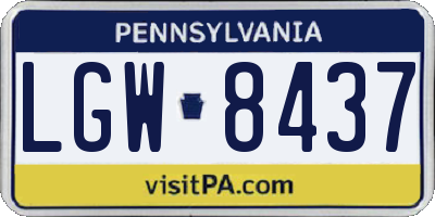PA license plate LGW8437