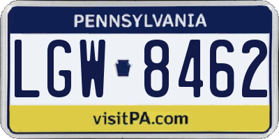 PA license plate LGW8462