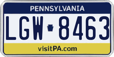 PA license plate LGW8463