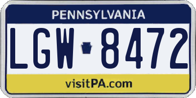 PA license plate LGW8472